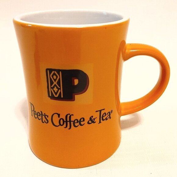 PEET'S COFFEE & Tea Mug Ceramic Coffee Mug BRIGHT ORANGE - Picture 1 of 5